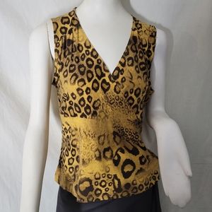 Vintage Fashion Bug Leopard Print Sleeveless Super Soft Blouse Tanktop L NWT